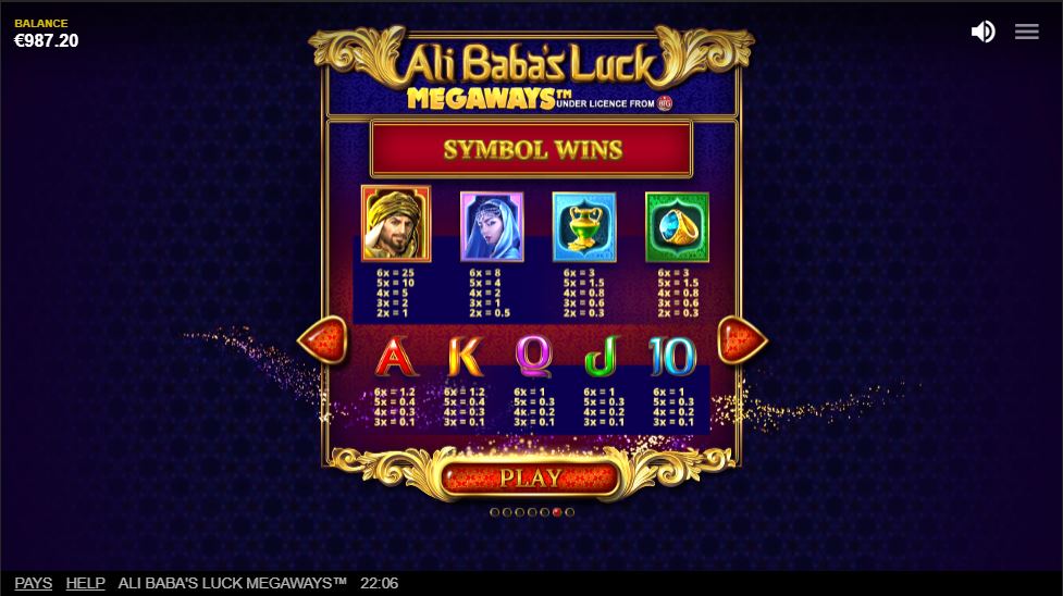 Ali Babas Luck Megaways Mängu protsess